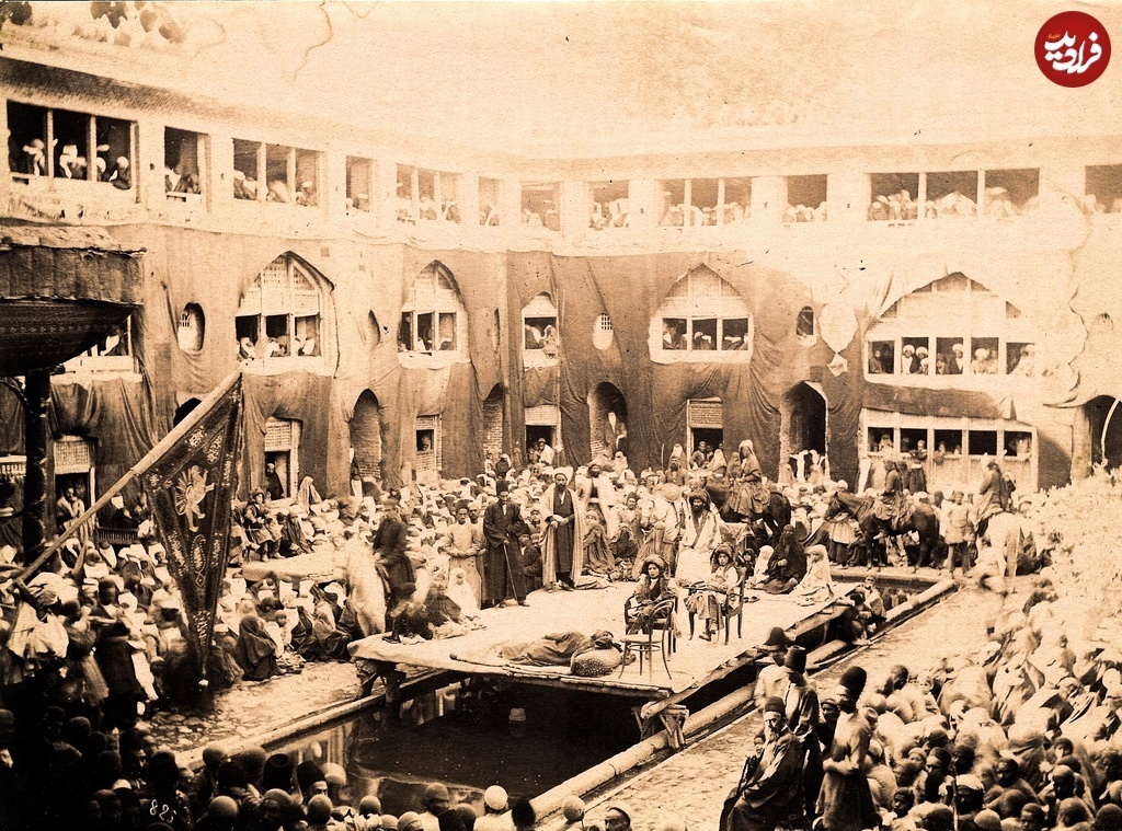 تصویری از نمایش سیاه‌بازی در دوران قاجار